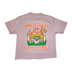 Eighty Eight Mushroom Graphic Tee Shrooms T Shirt Women's Small Cropped